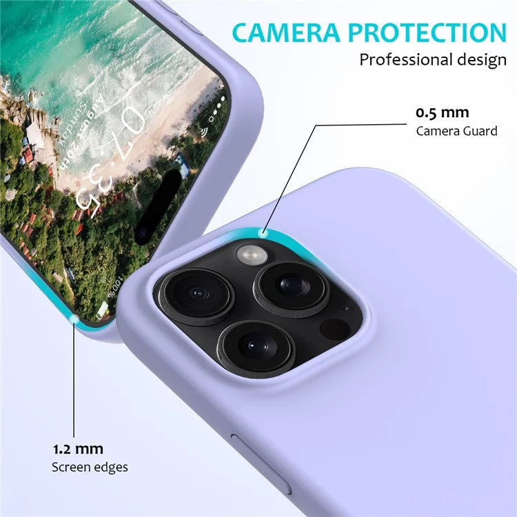For iPhone 16 Pro Case Shockproof Liquid Silicone Soft Lining Phone Cover