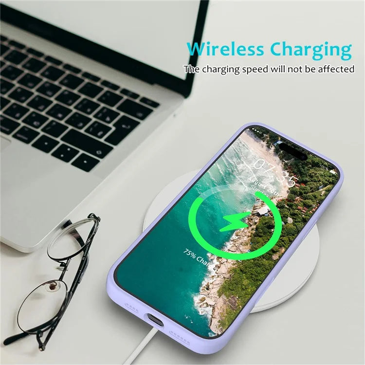 For iPhone 16 Pro Case Shockproof Liquid Silicone Soft Lining Phone Cover