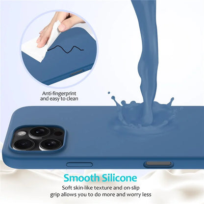 For iPhone 16 Pro Case Shockproof Liquid Silicone Soft Lining Phone Cover