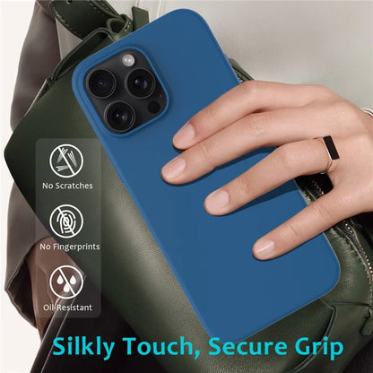 For iPhone 16 Pro Case Shockproof Liquid Silicone Soft Lining Phone Cover