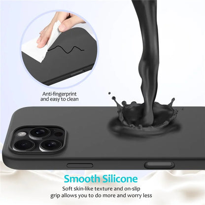 For iPhone 16 Pro Case Shockproof Liquid Silicone Soft Lining Phone Cover