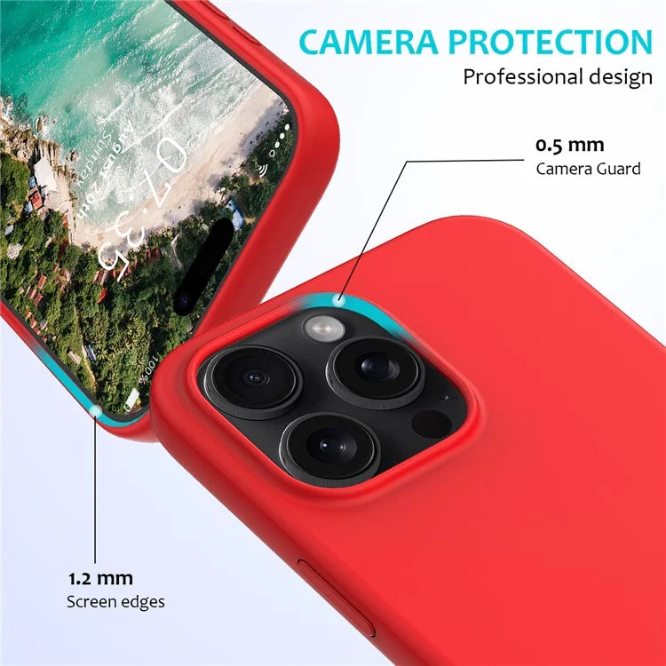 For iPhone 16 Pro Case Shockproof Liquid Silicone Soft Lining Phone Cover