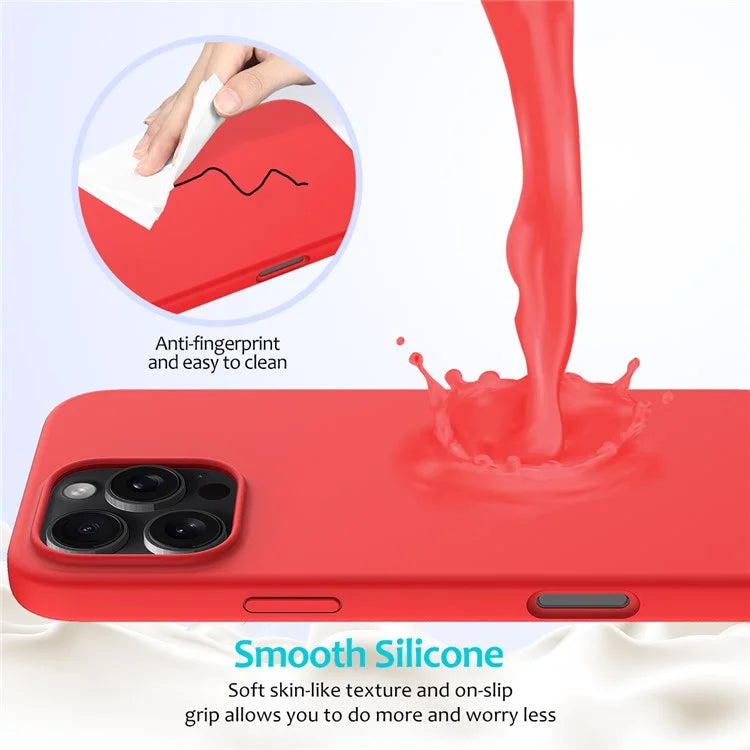 For iPhone 16 Pro Case Shockproof Liquid Silicone Soft Lining Phone Cover