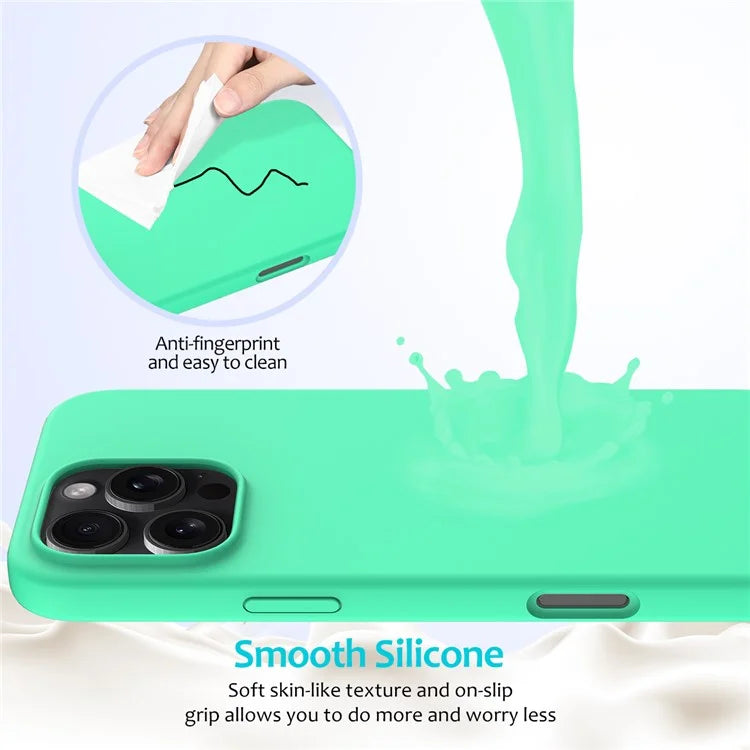For iPhone 16 Pro Case Shockproof Liquid Silicone Soft Lining Phone Cover