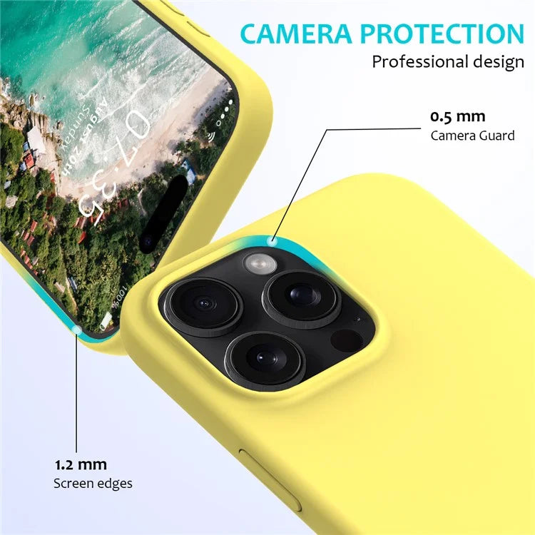 For iPhone 16 Pro Case Shockproof Liquid Silicone Soft Lining Phone Cover
