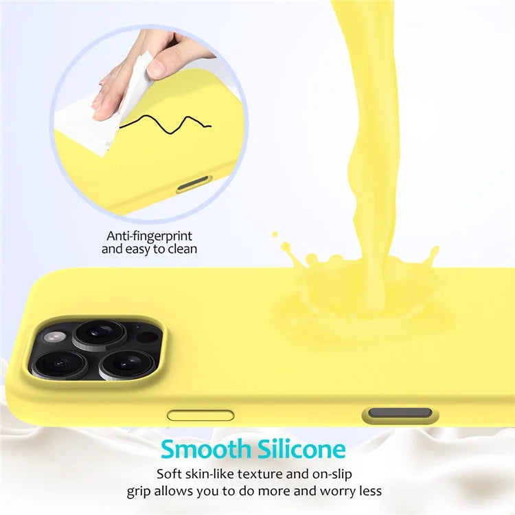 For iPhone 16 Pro Case Shockproof Liquid Silicone Soft Lining Phone Cover