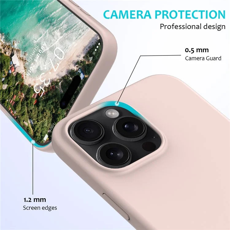 For iPhone 16 Pro Case Shockproof Liquid Silicone Soft Lining Phone Cover