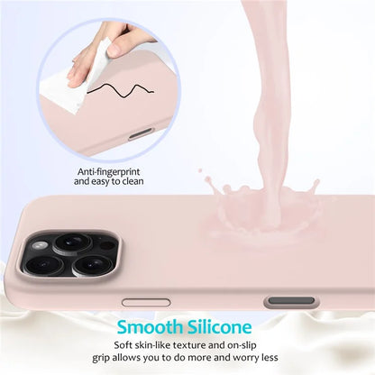 For iPhone 16 Pro Case Shockproof Liquid Silicone Soft Lining Phone Cover