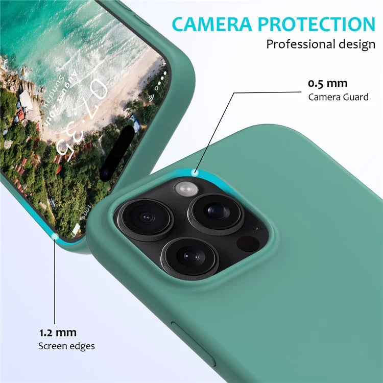 For iPhone 16 Pro Case Shockproof Liquid Silicone Soft Lining Phone Cover