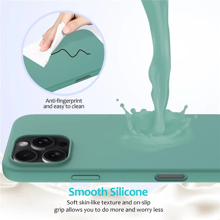 For iPhone 16 Pro Case Shockproof Liquid Silicone Soft Lining Phone Cover