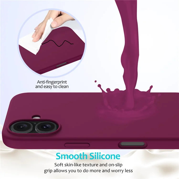For iPhone 16 Case Liquid Silicone Soft Lining Shockproof Phone Cover