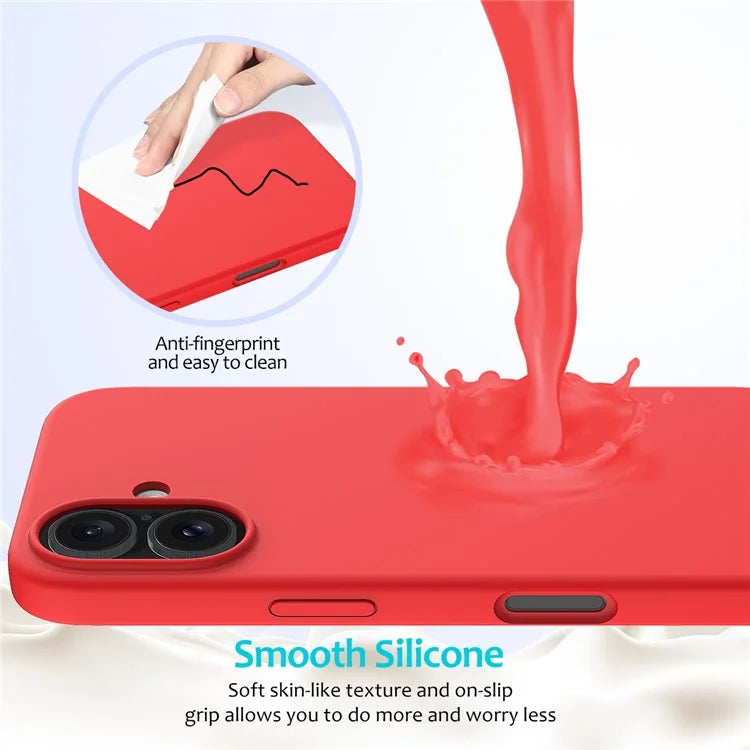 For iPhone 16 Case Liquid Silicone Soft Lining Shockproof Phone Cover