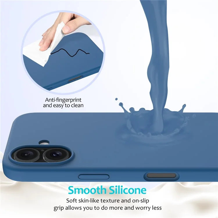 For iPhone 16 Plus Case Liquid Silicone Soft Lining Back Phone Cover