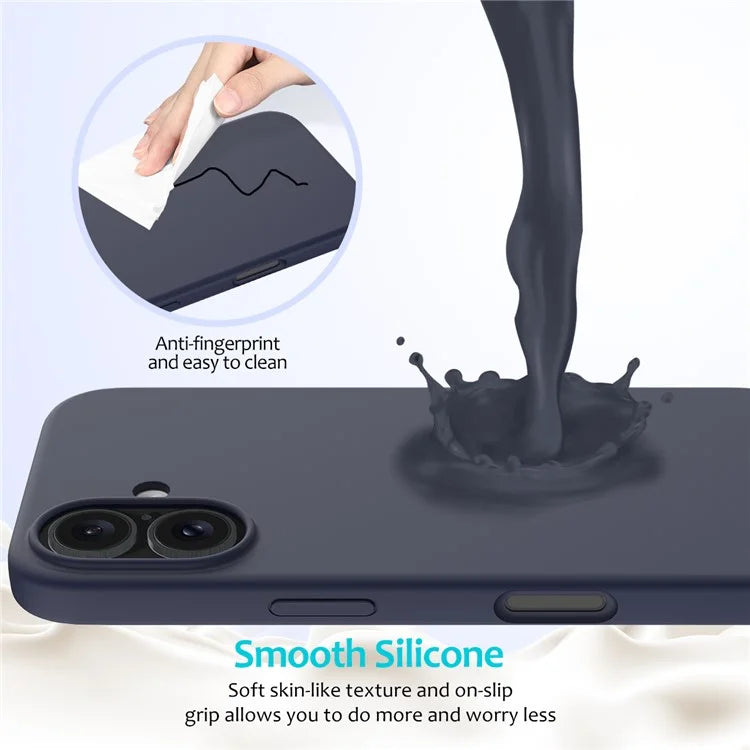 For iPhone 16 Plus Case Liquid Silicone Soft Lining Back Phone Cover