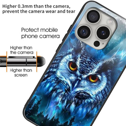 For iPhone 16 Pro Max Case Pattern Printed Tempered Glass+TPU Lightweight Phone Cover