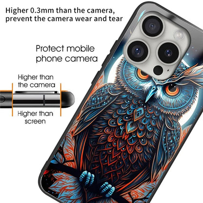 For iPhone 16 Pro Max Case Pattern Printed Tempered Glass+TPU Lightweight Phone Cover
