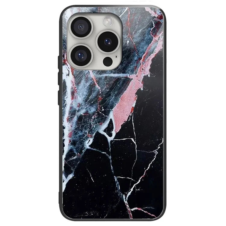 For iPhone 16 Pro Case Pattern Printed Tempered Glass+TPU Protective Phone Cover