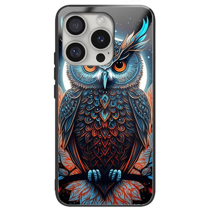 For iPhone 16 Pro Case Pattern Printed Tempered Glass+TPU Protective Phone Cover