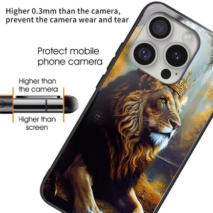 For iPhone 16 Pro Case Pattern Printed Tempered Glass+TPU Protective Phone Cover
