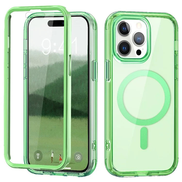 For iPhone 16 Pro Magnetic Case PC+TPU+PET Drop-Proof Clear Phone Cover