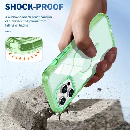 For iPhone 16 Pro Magnetic Case PC+TPU+PET Drop-Proof Clear Phone Cover