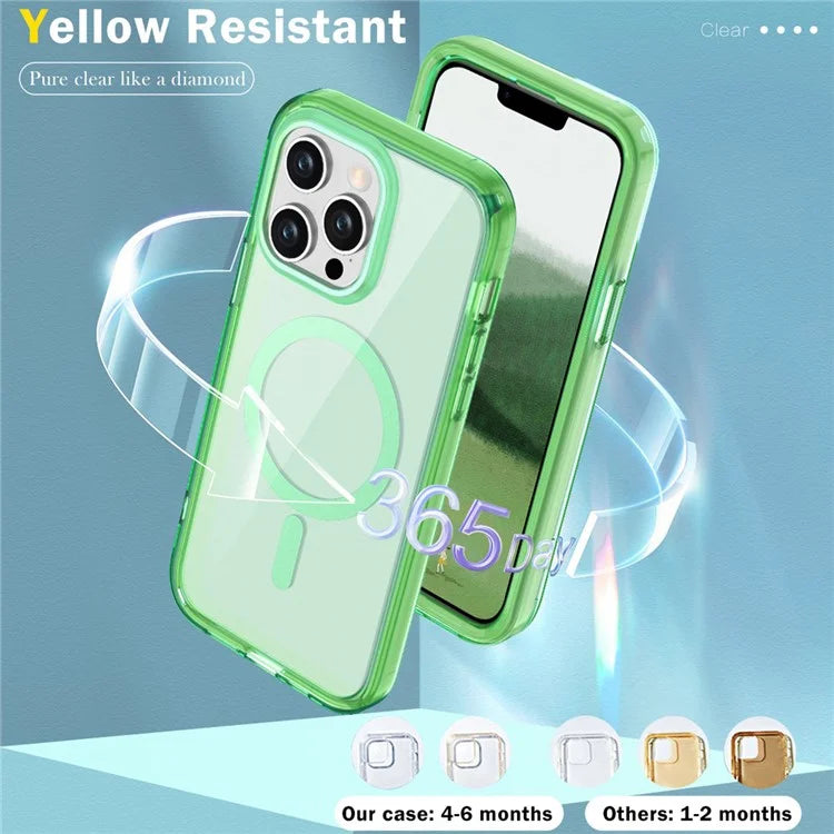 For iPhone 16 Pro Magnetic Case PC+TPU+PET Drop-Proof Clear Phone Cover