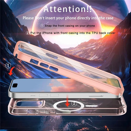 For iPhone 16 Pro Magnetic Case PC+TPU+PET Drop-Proof Clear Phone Cover