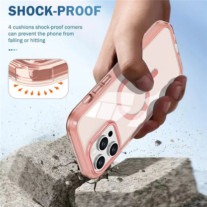 For iPhone 16 Pro Magnetic Case PC+TPU+PET Drop-Proof Clear Phone Cover