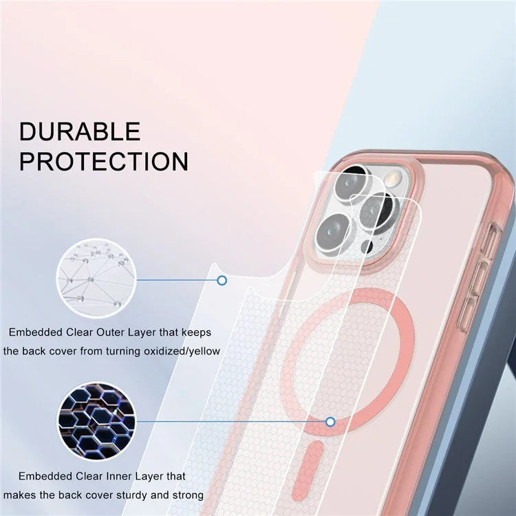 For iPhone 16 Pro Magnetic Case PC+TPU+PET Drop-Proof Clear Phone Cover
