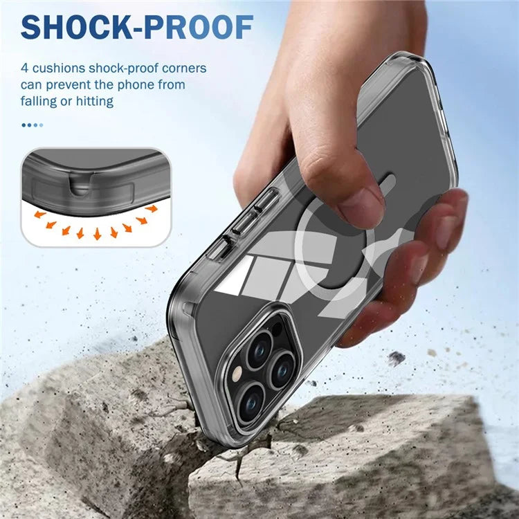 For iPhone 16 Pro Magnetic Case PC+TPU+PET Drop-Proof Clear Phone Cover