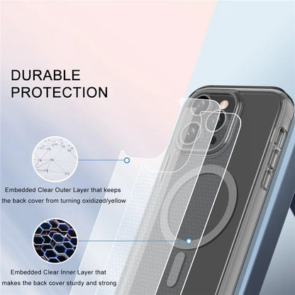 For iPhone 16 Pro Magnetic Case PC+TPU+PET Drop-Proof Clear Phone Cover