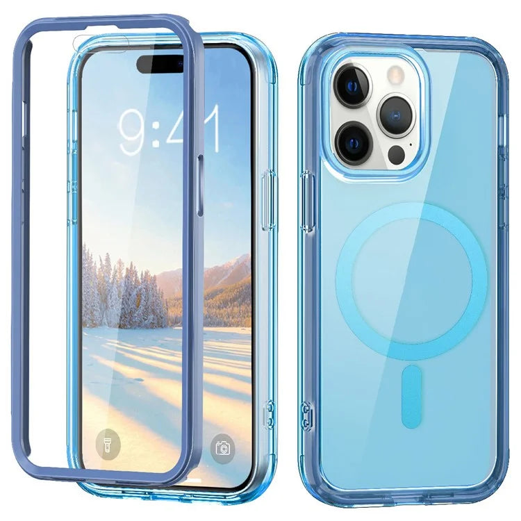 For iPhone 16 Pro Magnetic Case PC+TPU+PET Drop-Proof Clear Phone Cover