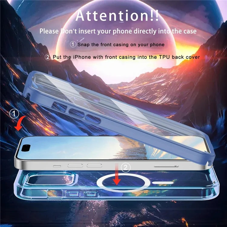 For iPhone 16 Pro Magnetic Case PC+TPU+PET Drop-Proof Clear Phone Cover