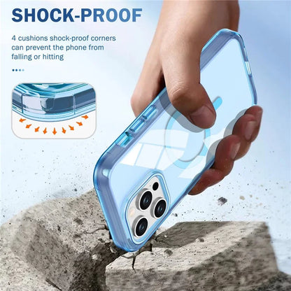 For iPhone 16 Pro Magnetic Case PC+TPU+PET Drop-Proof Clear Phone Cover