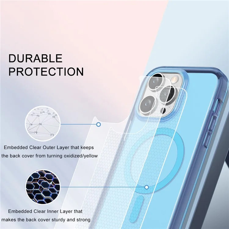 For iPhone 16 Pro Magnetic Case PC+TPU+PET Drop-Proof Clear Phone Cover