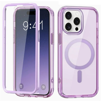 For iPhone 16 Pro Magnetic Case PC+TPU+PET Drop-Proof Clear Phone Cover