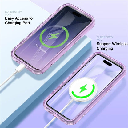 For iPhone 16 Pro Magnetic Case PC+TPU+PET Drop-Proof Clear Phone Cover