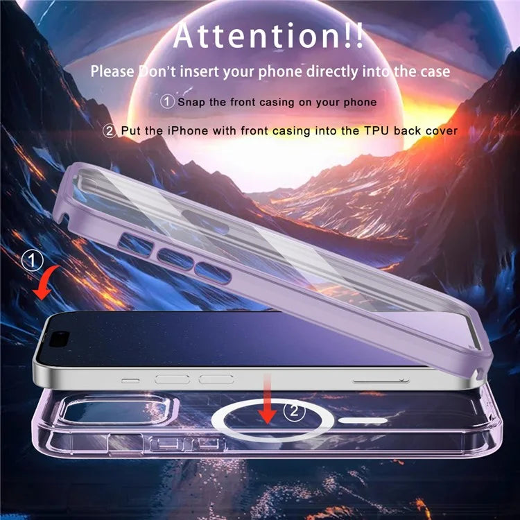 For iPhone 16 Pro Magnetic Case PC+TPU+PET Drop-Proof Clear Phone Cover