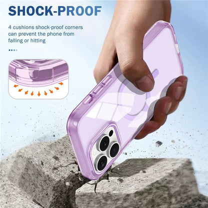 For iPhone 16 Pro Magnetic Case PC+TPU+PET Drop-Proof Clear Phone Cover