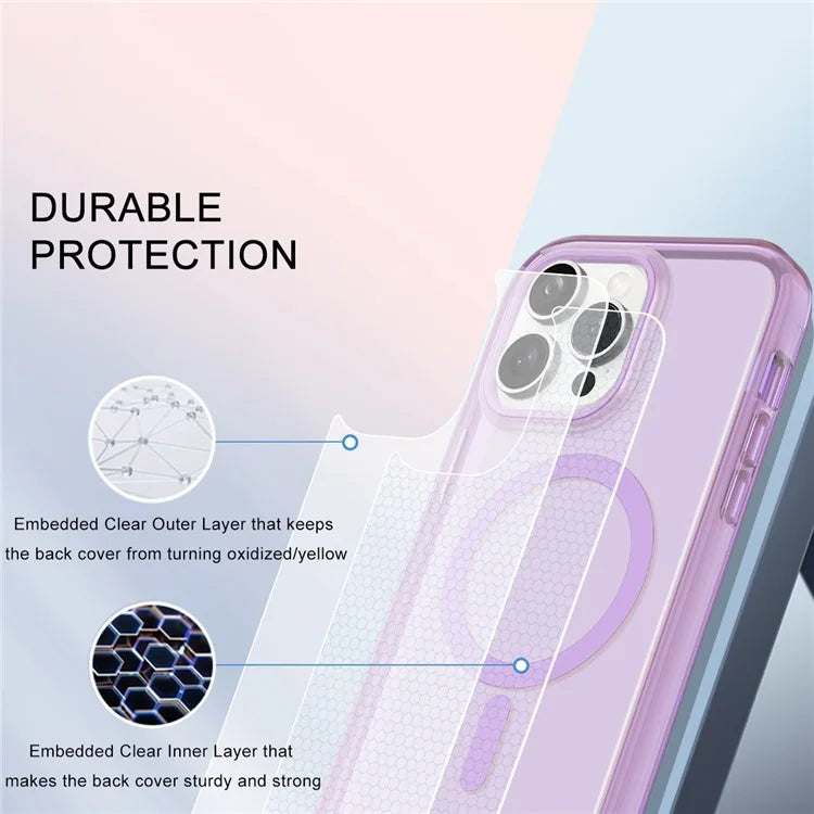 For iPhone 16 Pro Magnetic Case PC+TPU+PET Drop-Proof Clear Phone Cover