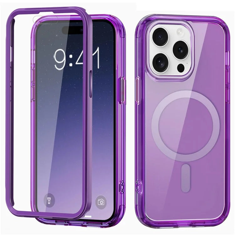 For iPhone 16 Pro Magnetic Case PC+TPU+PET Drop-Proof Clear Phone Cover