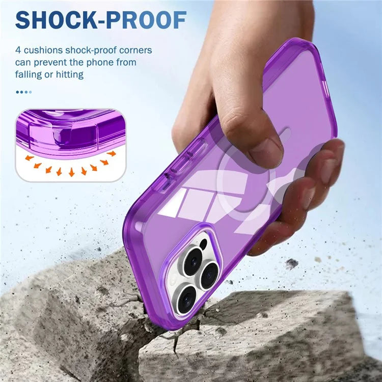 For iPhone 16 Pro Magnetic Case PC+TPU+PET Drop-Proof Clear Phone Cover