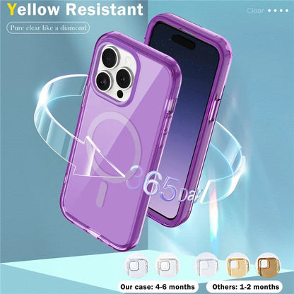For iPhone 16 Pro Magnetic Case PC+TPU+PET Drop-Proof Clear Phone Cover