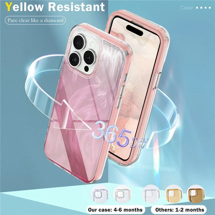For iPhone 16 Pro Case Gradient Feather Pattern Camera Protection Phone Cover