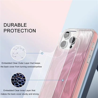 For iPhone 16 Pro Case Gradient Feather Pattern Camera Protection Phone Cover