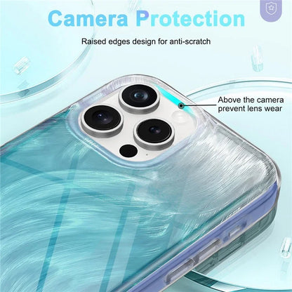 For iPhone 16 Pro Case Gradient Feather Pattern Camera Protection Phone Cover