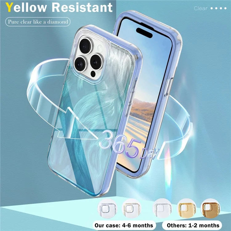 For iPhone 16 Pro Case Gradient Feather Pattern Camera Protection Phone Cover