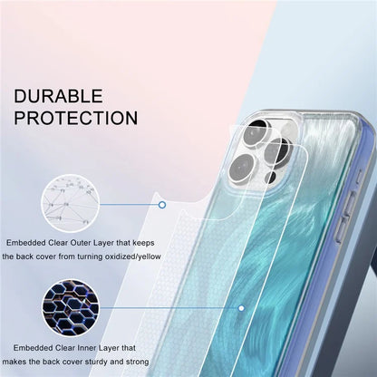 For iPhone 16 Pro Case Gradient Feather Pattern Camera Protection Phone Cover