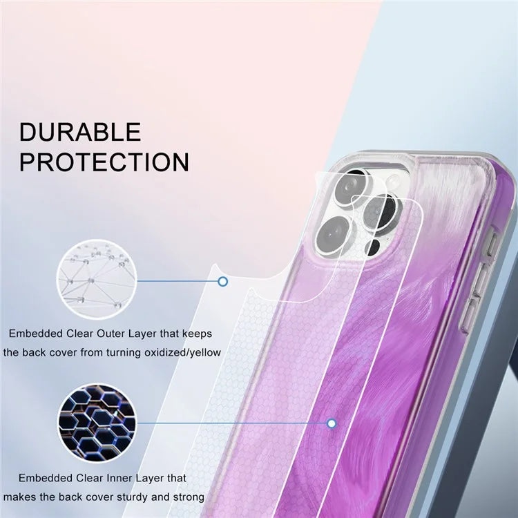 For iPhone 16 Pro Case Gradient Feather Pattern Camera Protection Phone Cover