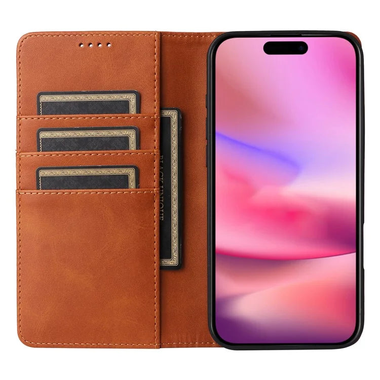 For iPhone 16 Case RFID Blocking Leather Phone Cover Magnetic Closing
